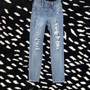 American Eagle Outfitters Light Blue Ripped Skinny Jeans